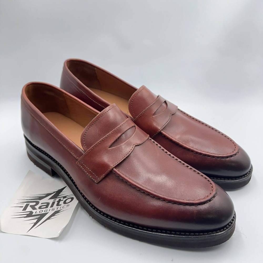 Mens Sz 10 Allen Edmonds Penny Loafer Classic Saddle Strap Oxblood Leather Brown